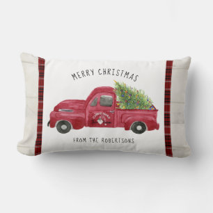 Red Farm Truck Rustikales Holz Frohe Weihnachtsbau Lendenkissen