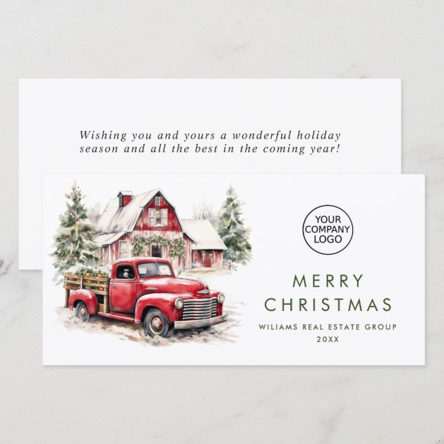 Red Farm Truck Weihnachten Firmengrüße (Vorne/Hinten)
