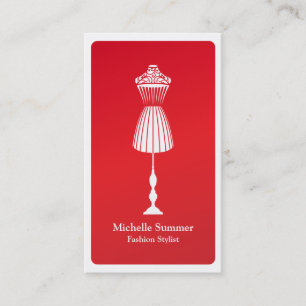 Red Fashion Designer Dressform Business Card Visitenkarte