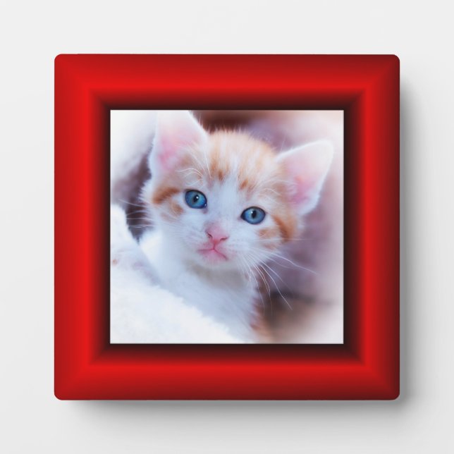 Red Faux Frame Square Photo Border Fotoplatte (Vorderseite)