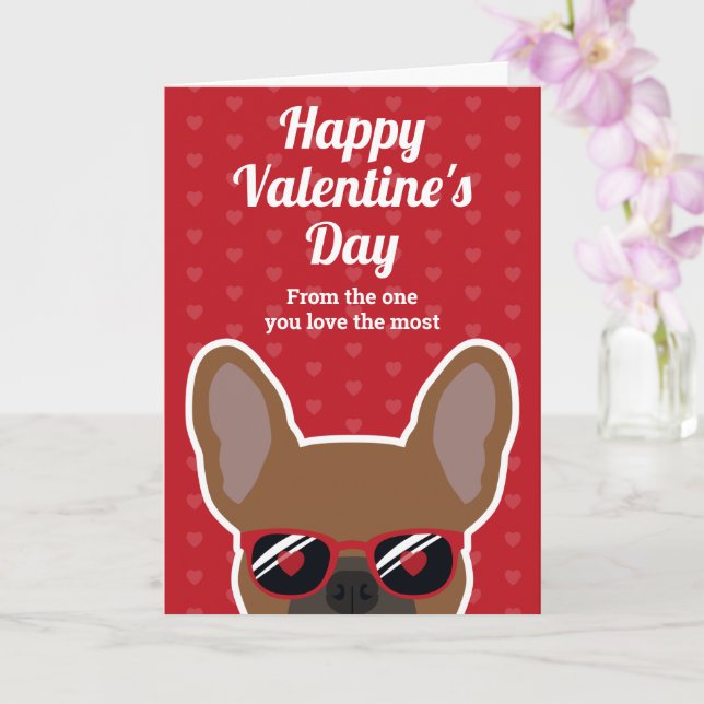 Red Fawn French Bulldog Valentine's Day Card Karte (Orchidee)
