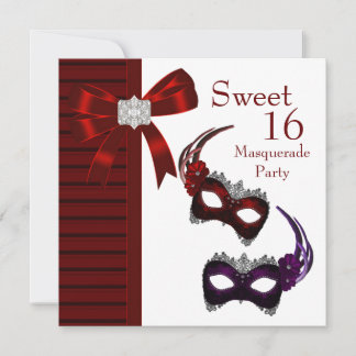 Red Feather Masken Sweet 16 Masquerade Party Einladung