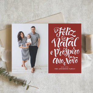 Red Feliz Natal Calligrafy Christmas Foto Feiertagskarte