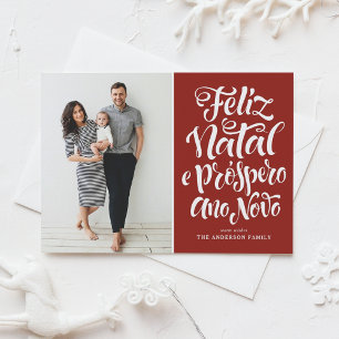 Red Feliz Natal Calligrafy Christmas Foto Feiertagskarte