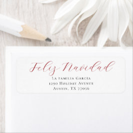 Red Feliz Navidad Mail Return Address Label