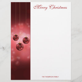 Red Festivals Baubles on Red Bokeh Briefbogen