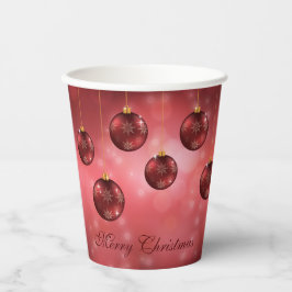 Red Festivals Baubles on Red Bokeh Pappbecher