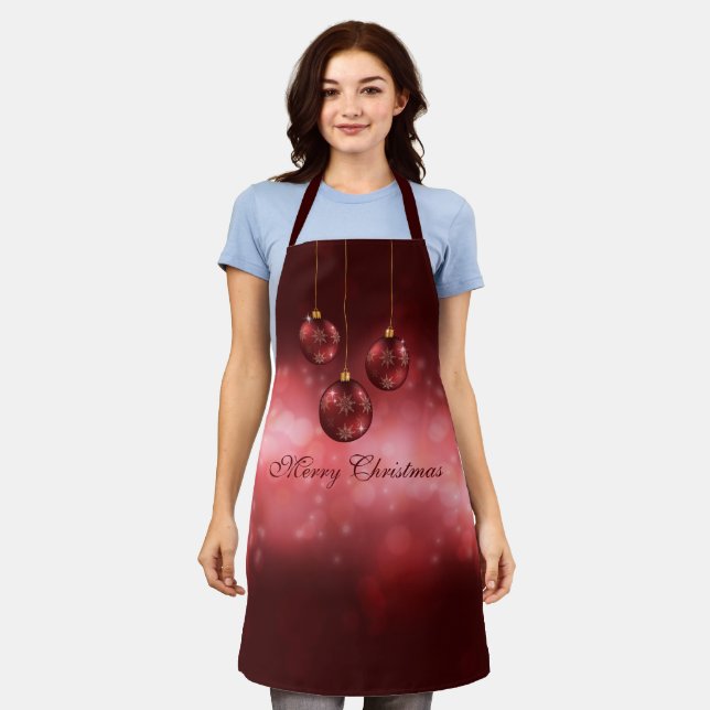 Red Festivals Baubles on Red Bokeh Schürze (Getragen)