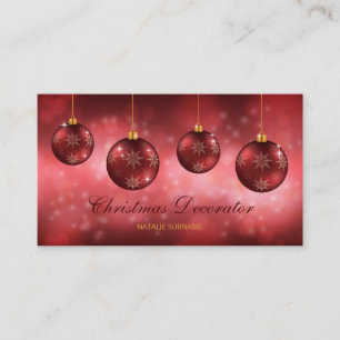 Red Festivals Baubles on Red Bokeh Visitenkarte