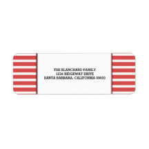 Red Festivals Stripes Holiday Labels