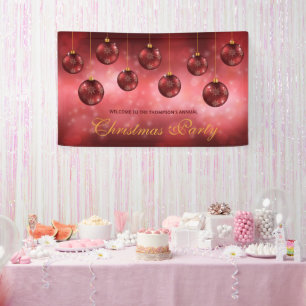 Red Festive Baubles on Red Bokeh - Weihnachts-Part Banner