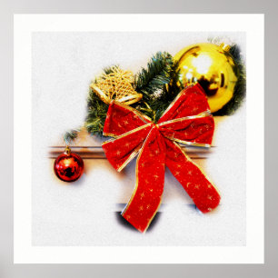Red festive bow poster