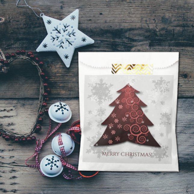 Red Festive Christmas Tree Favor Bag Geschenktütchen (Red Festive Christmas Tree Favor Bags)