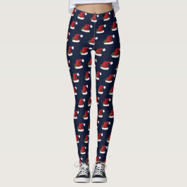 Red Festive Weihnachtsmannmütze auf Blue Christmas Leggings