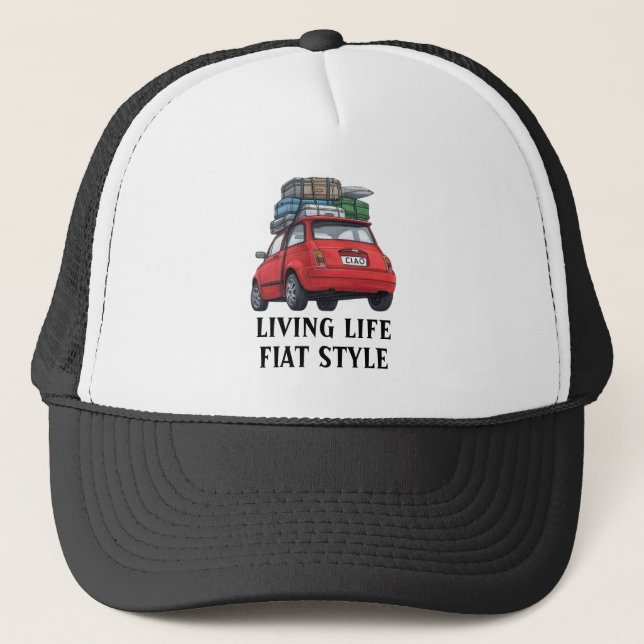 Red Fiat Car Hat Truckerkappe (Vorderseite)