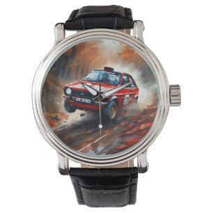 Red Fiesta Kundgebung Car: Racing durch waldreiche Armbanduhr