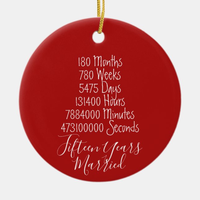 Red Fifteenth Anniversary 15th Keramik Ornament (Vorne)