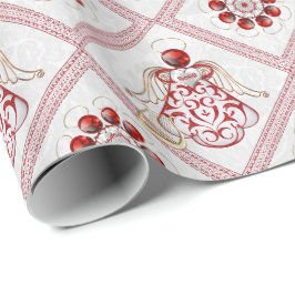 Red Filigree & Gold Weihnachtsgel Song Geschenkpapier
