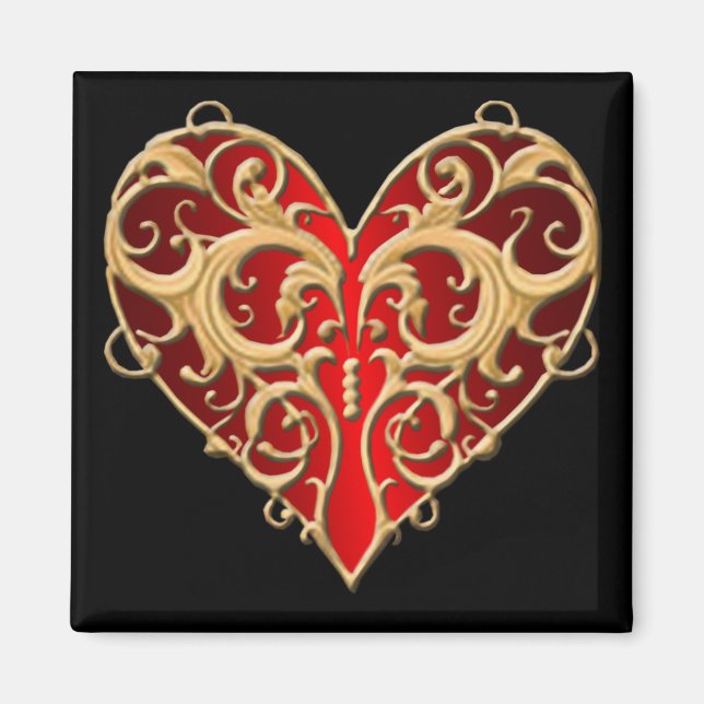 Red Filigree Heart Magnet (Vorne)