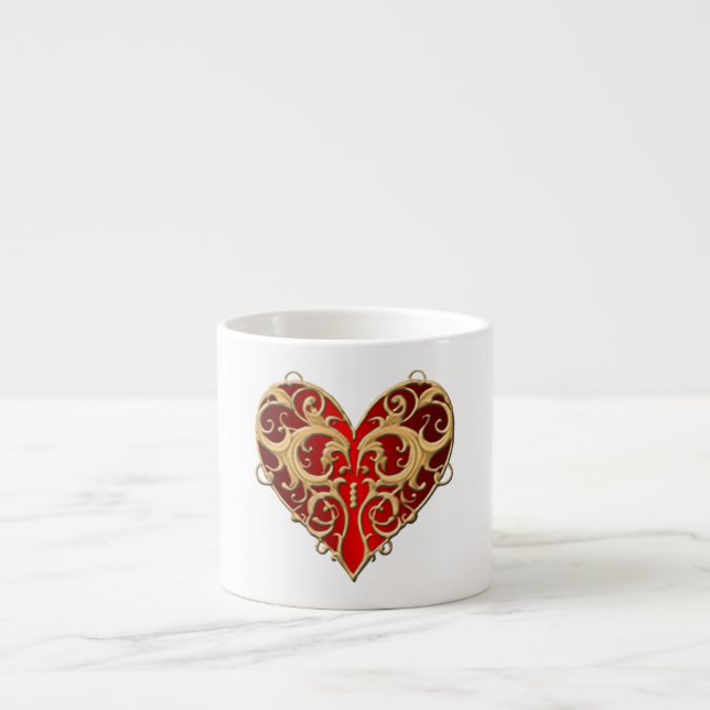 Red Filigree Heart Tasse (Vorderseite)