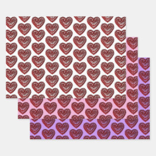 Red Filigree Hearts Collection Geschenkpapier Set