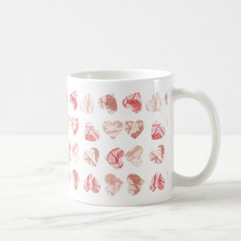 Red Fingerprint Hearts Pattern Valentines Day Kaffeetasse