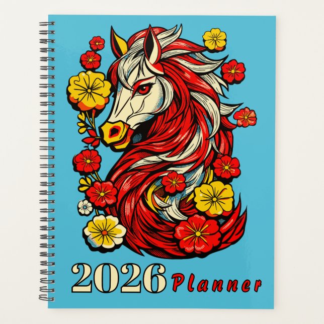 Red Fire Horse – Chinese Zodiac 2026 Planer (Vorderseite)