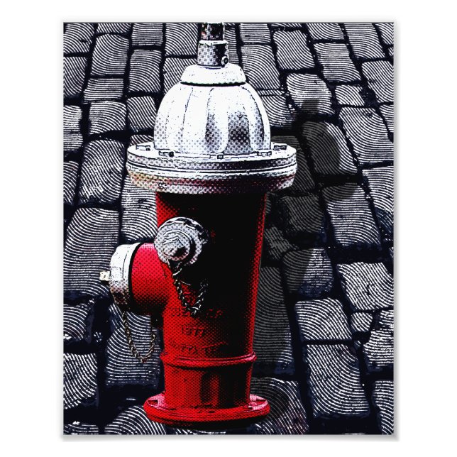 Red Fire Hydrant NYC Illustration Fotodruck (Vorne)