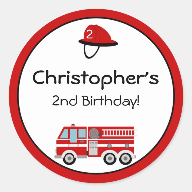 Red Fire Motor und Hat Birthday Stickers (Vorderseite)