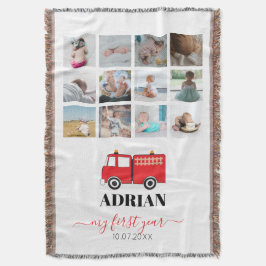 Red Fire Truck Baby First Year Foto Collage Decke
