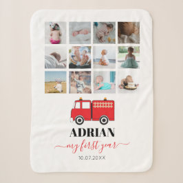 Red Fire Truck Baby First Year Foto Collage Sherpadecke