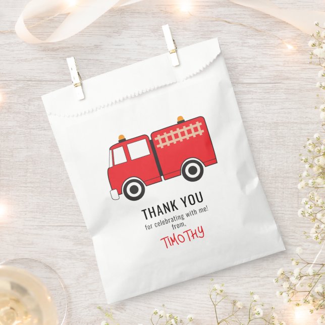 Red Fire Truck Birthday Party Danke Geschenktütchen (Ausgeschnitten)