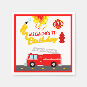 Red Fire Truck Feuerwehrmann Geburtstagsparty Serviette