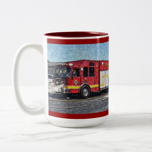 Red Fire Truck Feuerwehrmann's Drinking Tasse (Links)