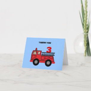 Red Fire Truck Kid's Birthday Foto Custom Vielen D Dankeskarte