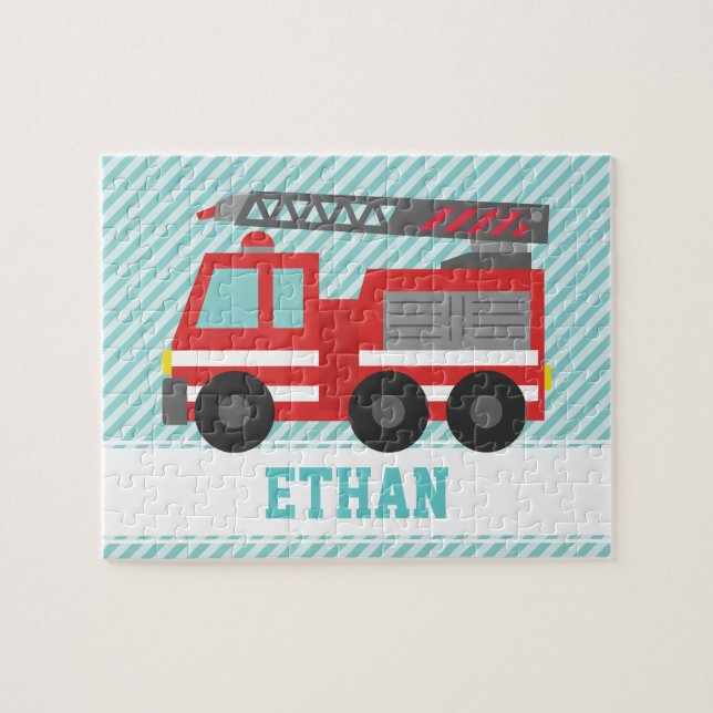 Red Fire Truck Kinder Personalisiert (Horizontal)