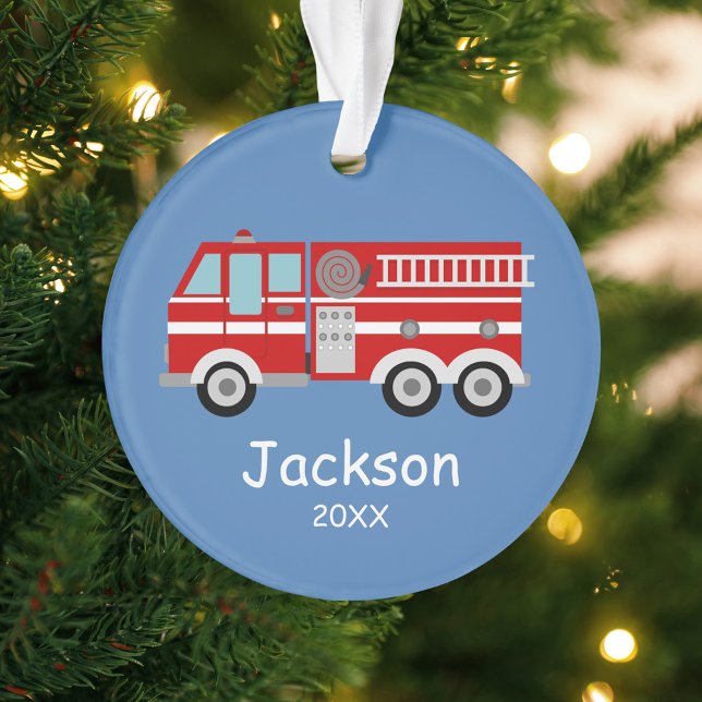 Red Fire Truck Kinder Personalisiert Weihnachten Ornament (Von Creator hochgeladen)