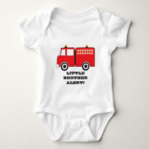 Red Fire Truck Little Brother Alert! Baby Strampler
