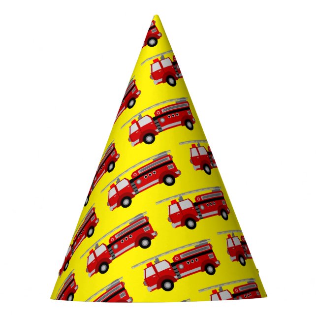 Red Fire Truck Party Hat Partyhütchen (Vorderseite)