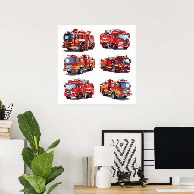 Red Fire Truck Poster (Heimbüro)