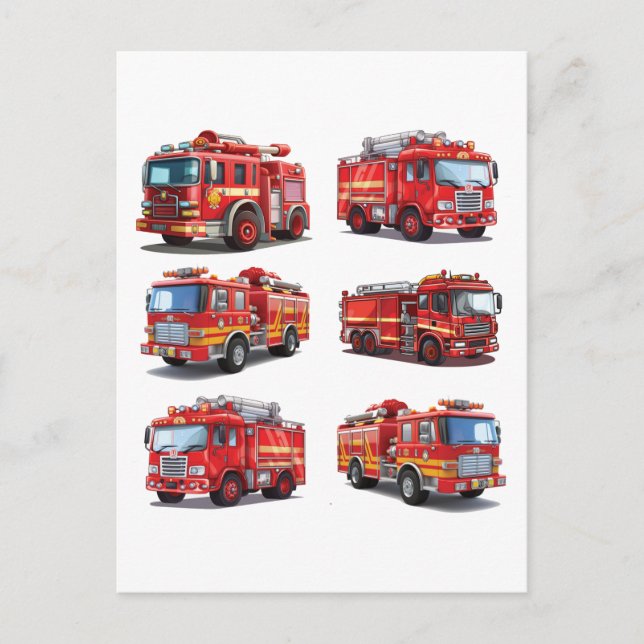 Red Fire Truck Postkarte (Vorderseite)