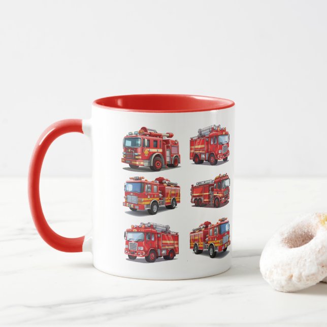 Red Fire Truck Tasse (Mit Donut)