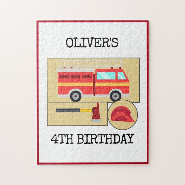 Red Fire Truck | Theme Kindergeburtstag Party Post (Vertikal)