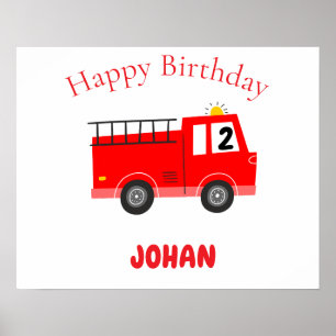 Red Firetruck Anniversaire Livre d'or
