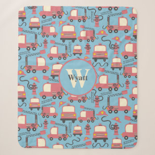 Red Firetrucks Feuerwehrmann Kinder Personalisiert Sherpadecke