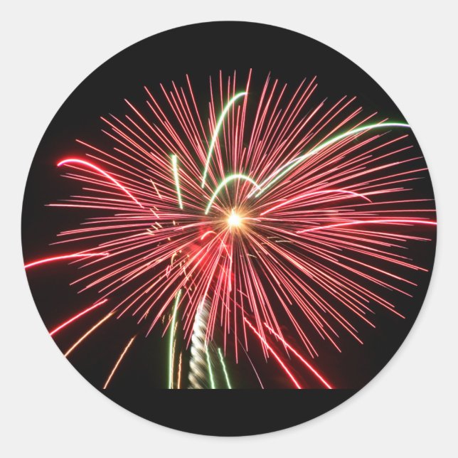 Red Fireworks Runder Aufkleber (Vorderseite)