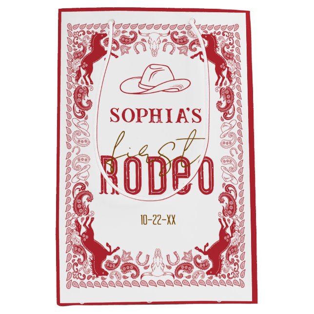 Red First Rodeo Anniversaire Faveur Sac - Western  (Devant)
