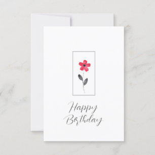 Red Five Petal Watercolor Blume Karte