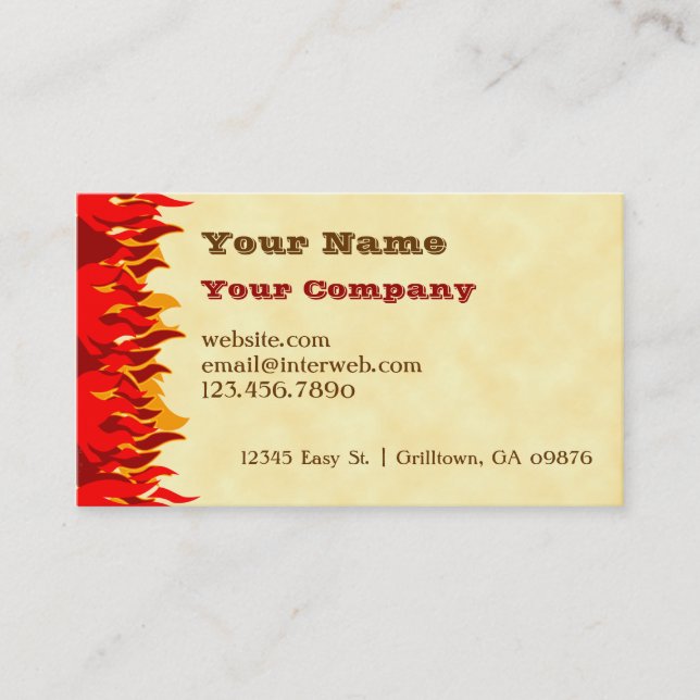 Red Flames BQ Custom Western Carte de visite (Devant)