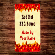 Red Flames Custom BBQ Hot Sauce Grand Étiquette